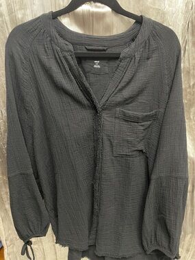 aerie Black Daybreak Coverup Shirt